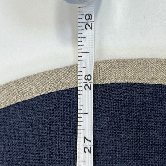 Crate&Barrel Euro Sham 28' Amalfi Scallop Edge Cotton/Linen Navy/Tan.Single Sham - Picture 6 of 7